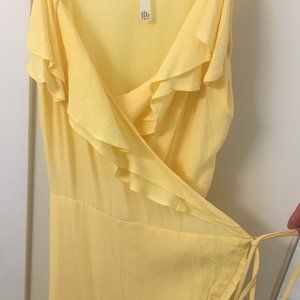 Yellow midi length yellow wrap Leith dress